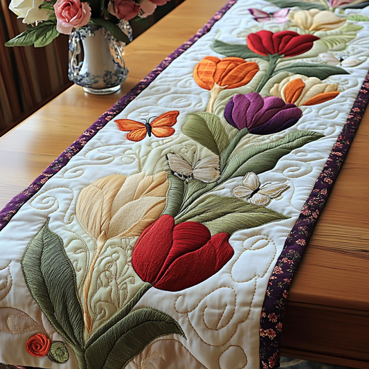 Whispers of Tulips Quilted Table Runner NCU0VL1442