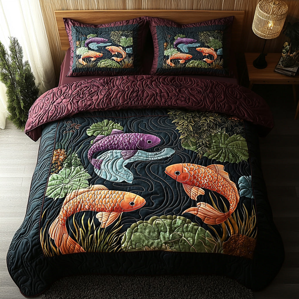 Whispers of Water 3-Piece Quilted Bedding Set NCU0DV6896
