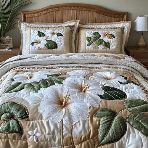 Hibiscus 3-Piece Quilted Bedding Set NCU0VT172