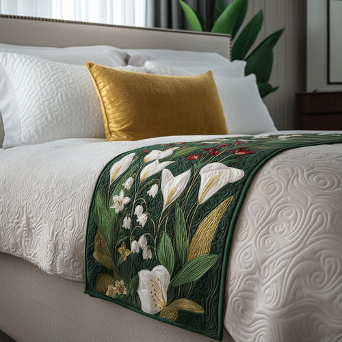 White Blossom Promise Quilted Bed Runner NCU0PT11170