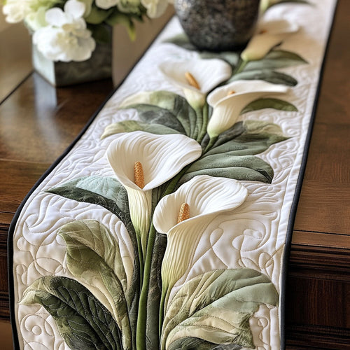 White Calla Grace Quilted Table Runner NCU0NT5216