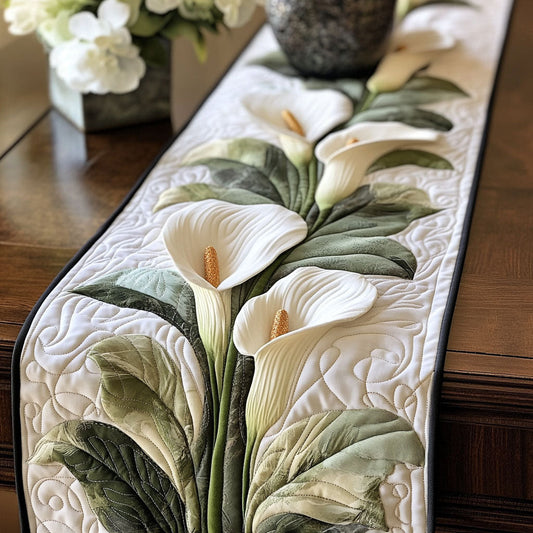 White Calla Grace Quilted Table Runner NCU0NT5216