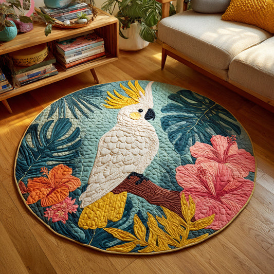 White Cockatoo Quilted Round Mat NCU0HH178