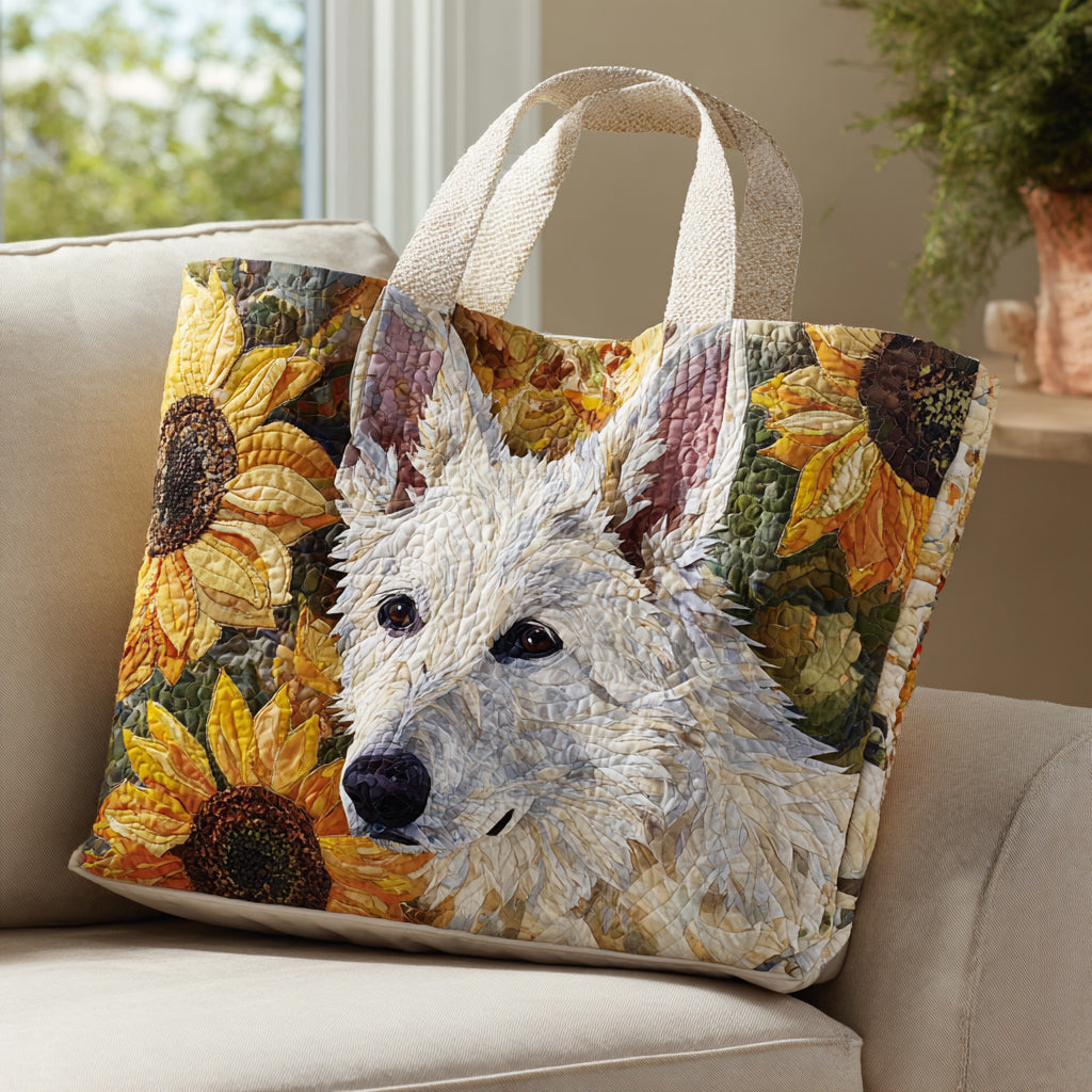 White German Shepherd Sun Quilted Tote Bag NCU0HH895