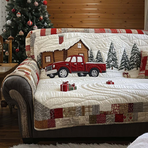 White Holiday Quilted Sofa Cover NCU0NT10946