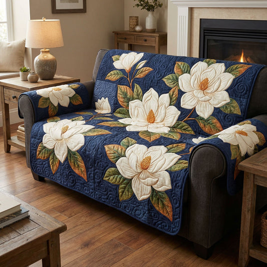 White Magnolia Day Quilted Sofa Cover NCU0TD2377