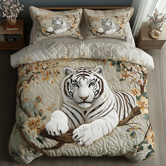 White Tiger Grace 3-Piece Quilted Bedding Set NCU0DK3735