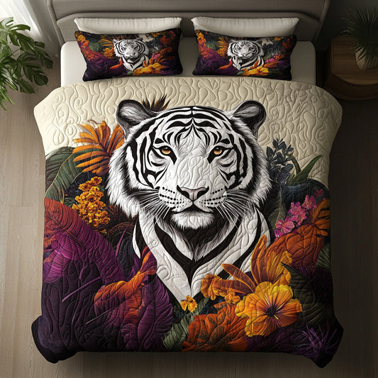 White Tiger Soul 3-Piece Quilted Bedding Set NCU0DV6484