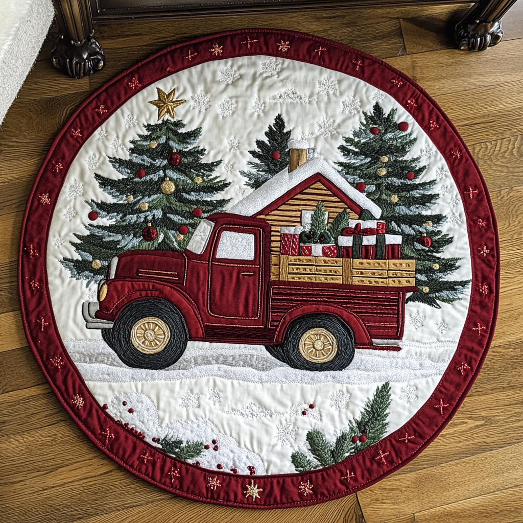 White Winter Wonderland Quilted Round Mat NCU0DK1301