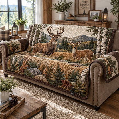 Whitetail Deer Retreat Quilted Sofa Cover NCU0DV10095