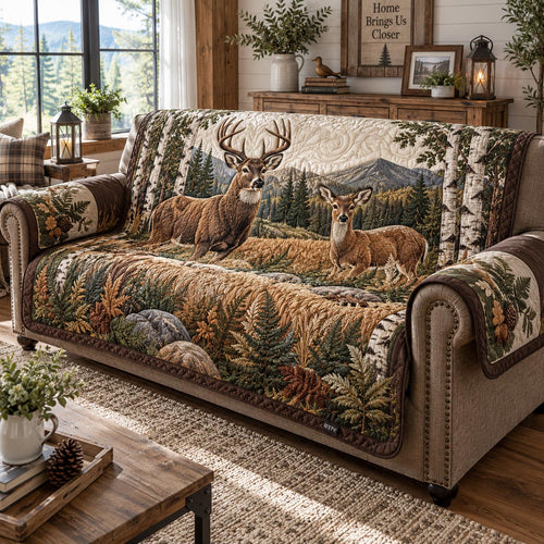 Whitetail Deer Retreat Quilted Sofa Cover NCU0DV10095
