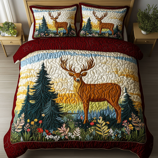 Whitetail Grace 3-Piece Quilted Bedding Set NCU0DK3683