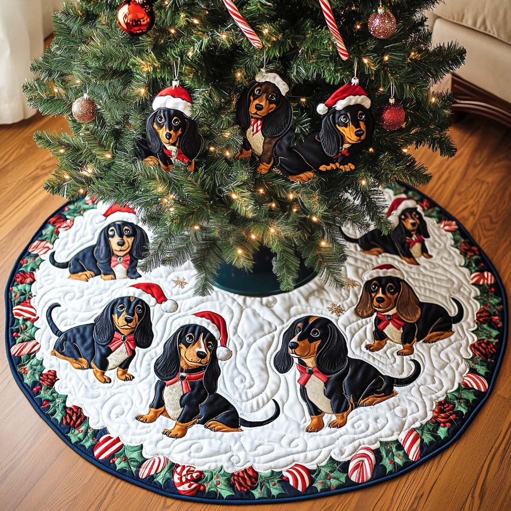Wiener Wonder Christmas Quilted Tree Skirt NCU0NT1818