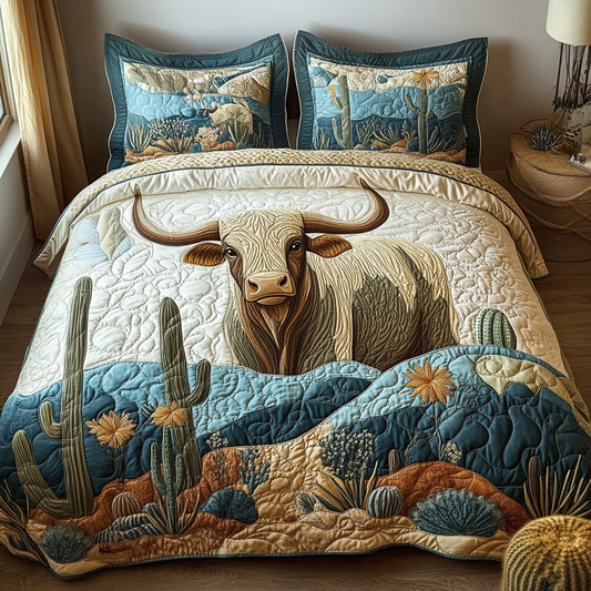 Wild West Bull Quilted Bedding Set NCU0DV4968