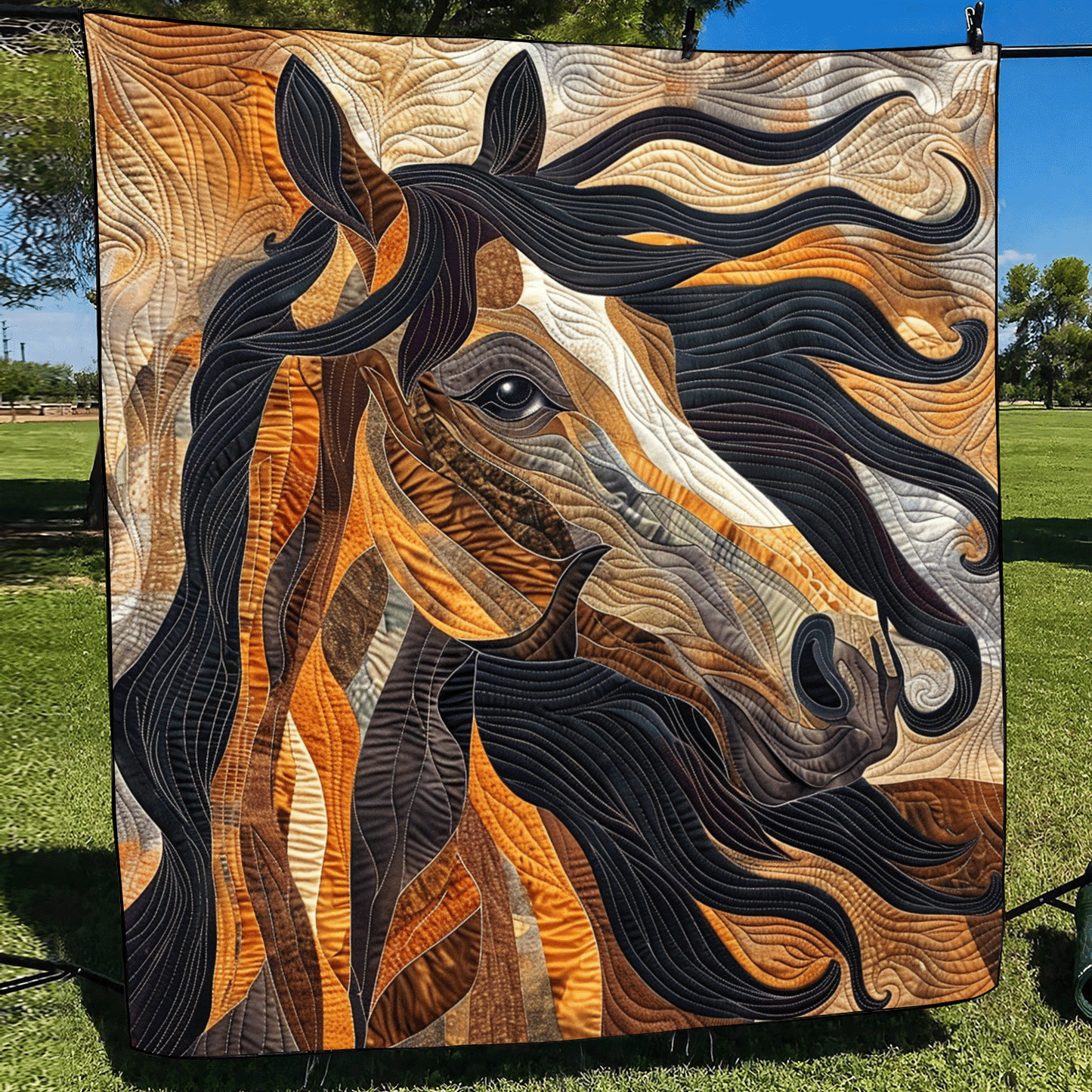 Wild Wind Horse Quilted Blanket NCU0TH776