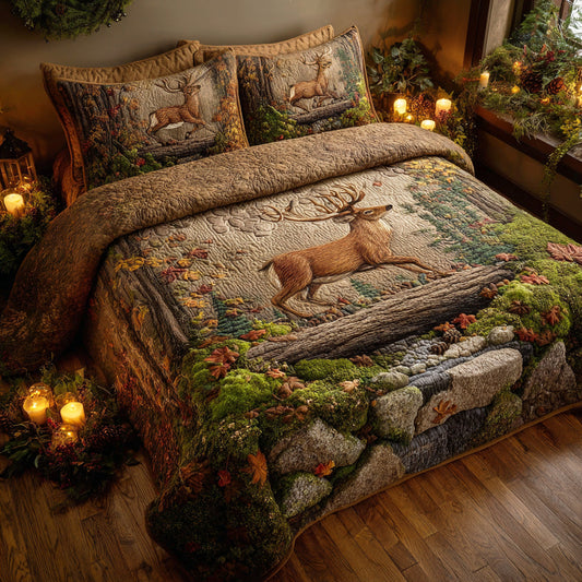 Wild Antler 3-Piece Quilted Bedding Set NCU0TD2029
