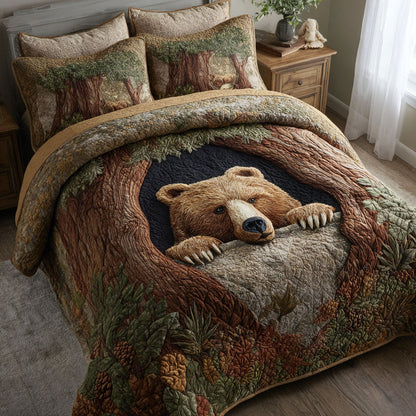 Wild Bear 3-Piece Quilted Bedding Set NCU0DK11727