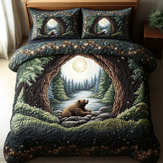 Wild Bear 3-Piece Quilted Bedding Set NCU0DK7496