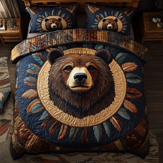 Wild Bear 3-Piece Quilted Bedding Set NCU0DK8982