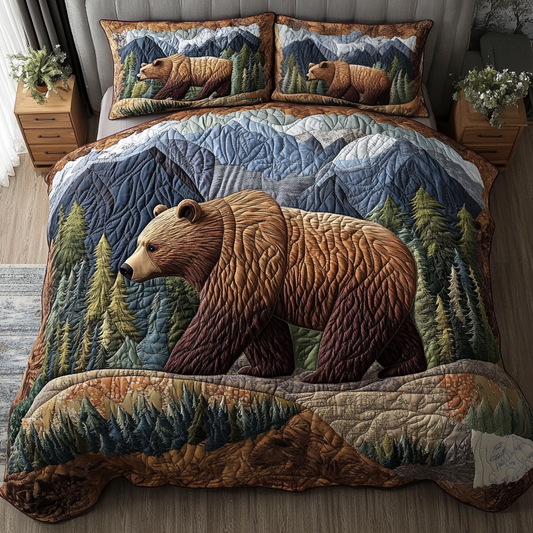 Wild Bear 3-Piece Quilted Bedding Set NCU0DK9631