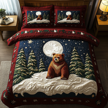 Wild Bear 3-Piece Quilted Bedding Set NCU0DK9828
