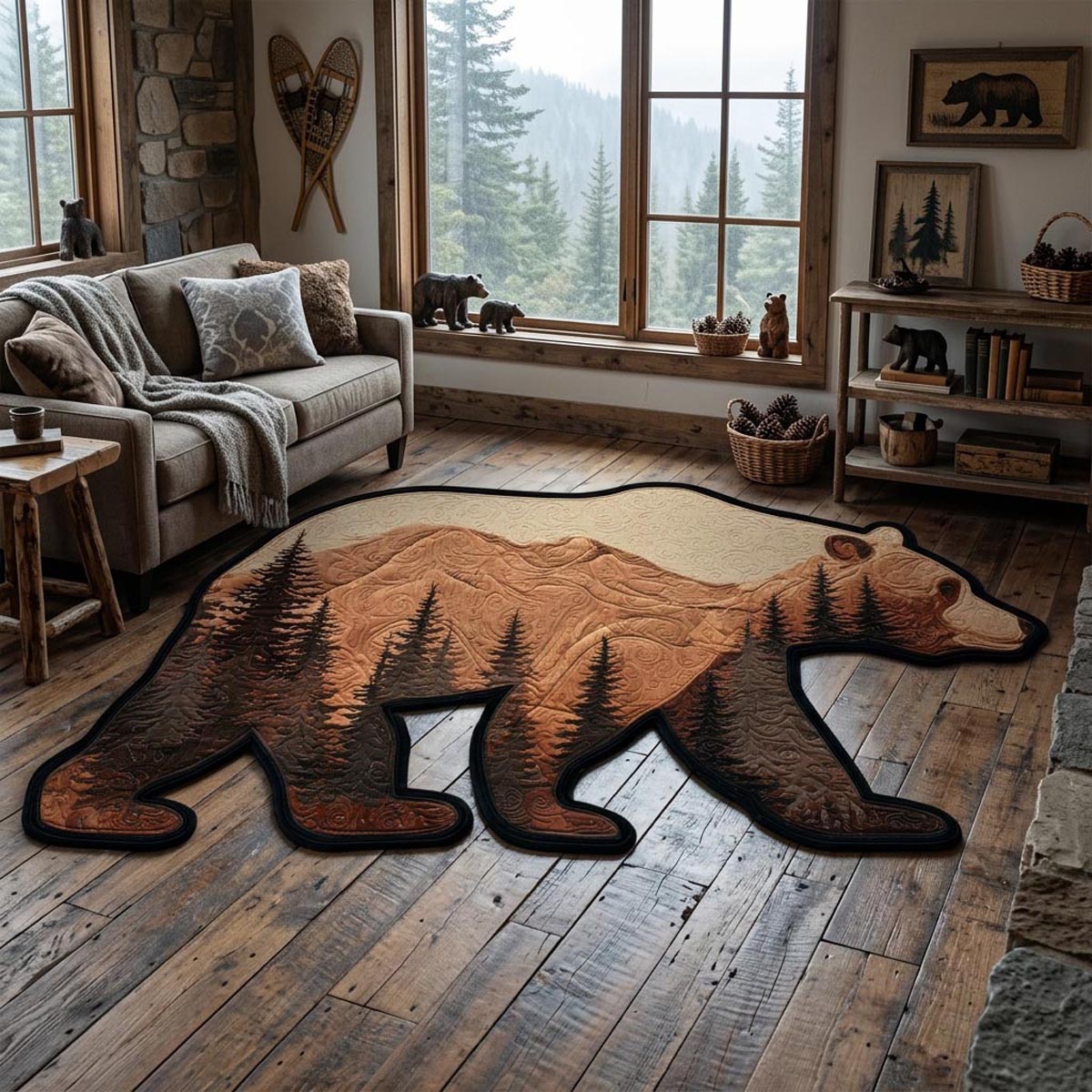 Wild Bear Custom Shape Area Rug NCU0DV9576