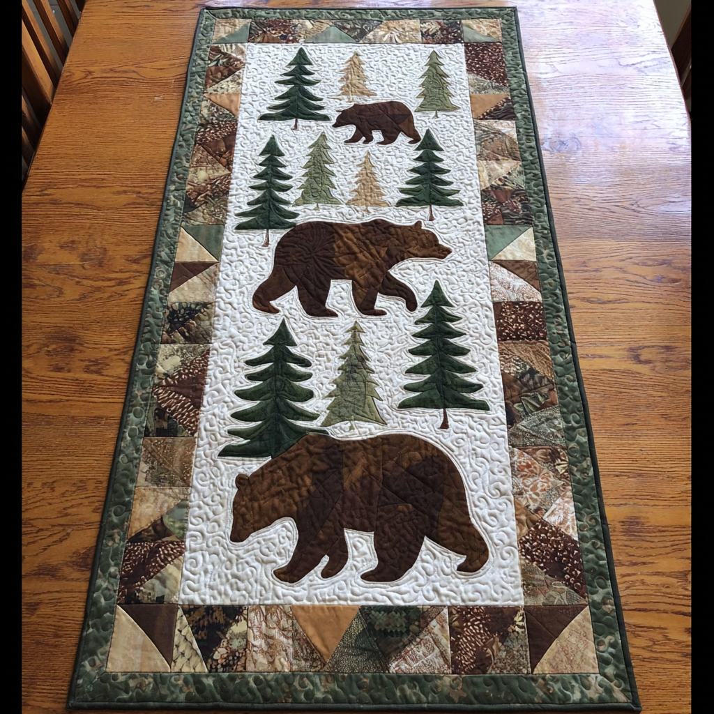 Wild Bear Quilted Table Runner NCU0DK9588