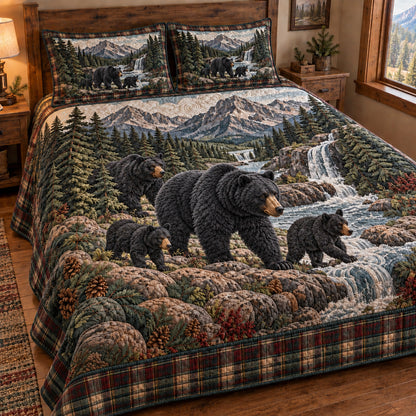 Wild Bear Retreat 3-Piece Quilted Bedding Set NCU0TV2146