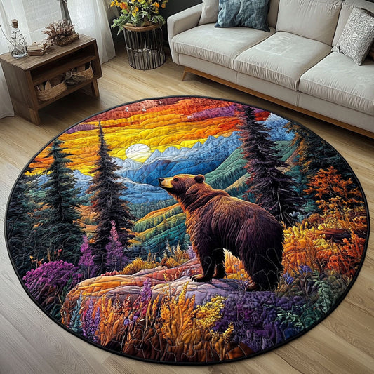 Wild Bear Sunset Quilted Round Mat NCU0PT5517