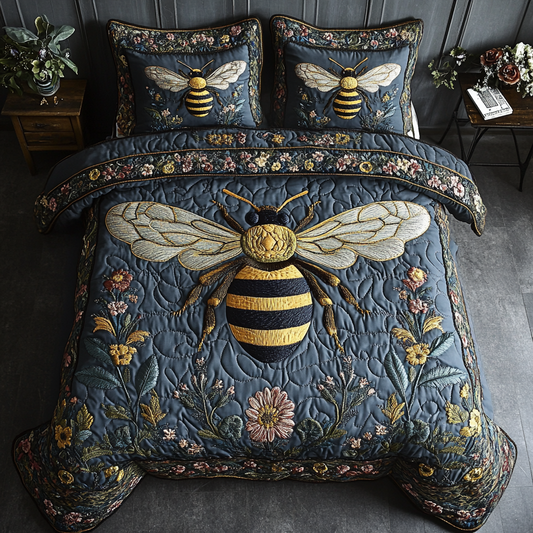 Wild Bee 3-Piece Quilted Bedding Set NCU0VH5529