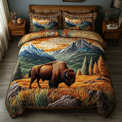 Wild Bison 3-Piece Quilted Bedding Set NCU0DK6927