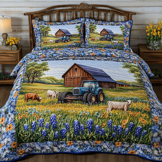 Wild Bluebonnet 3-Piece Quilted Bedding Set NCU0DK6730