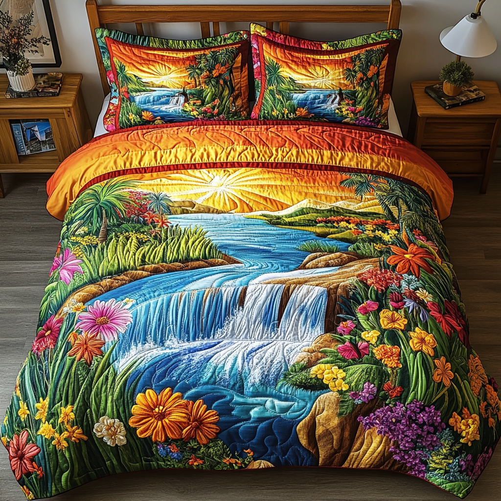 Wild Cascade 3-Piece Quilted Bedding Set NCU0VL2436