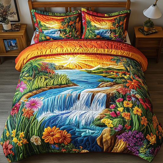 Wild Cascade 3-Piece Quilted Bedding Set NCU0VL2436