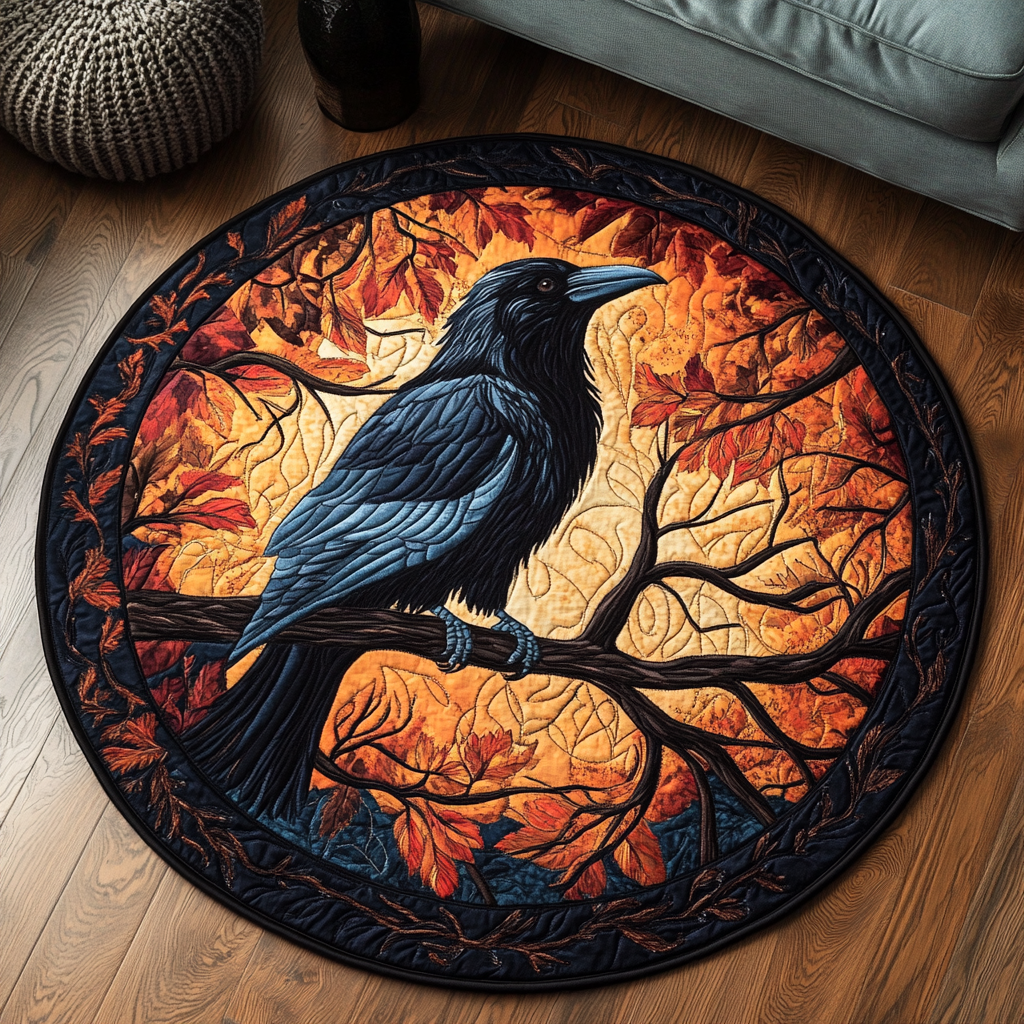 Wild Crow Quilted Round Mat NCU0DK8417