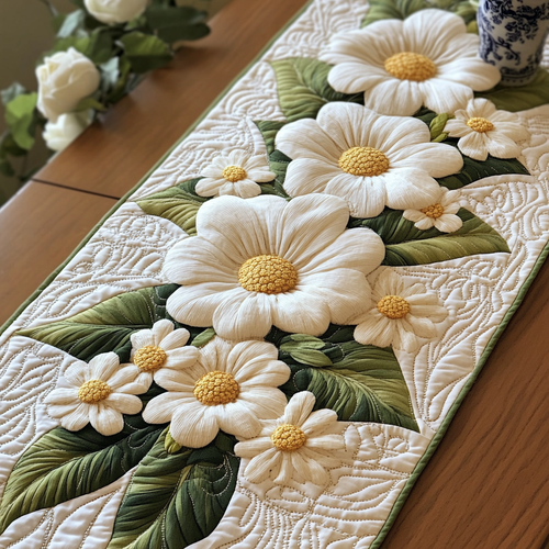 Wild Daisies Quilted Table Runner NCU0VL2018