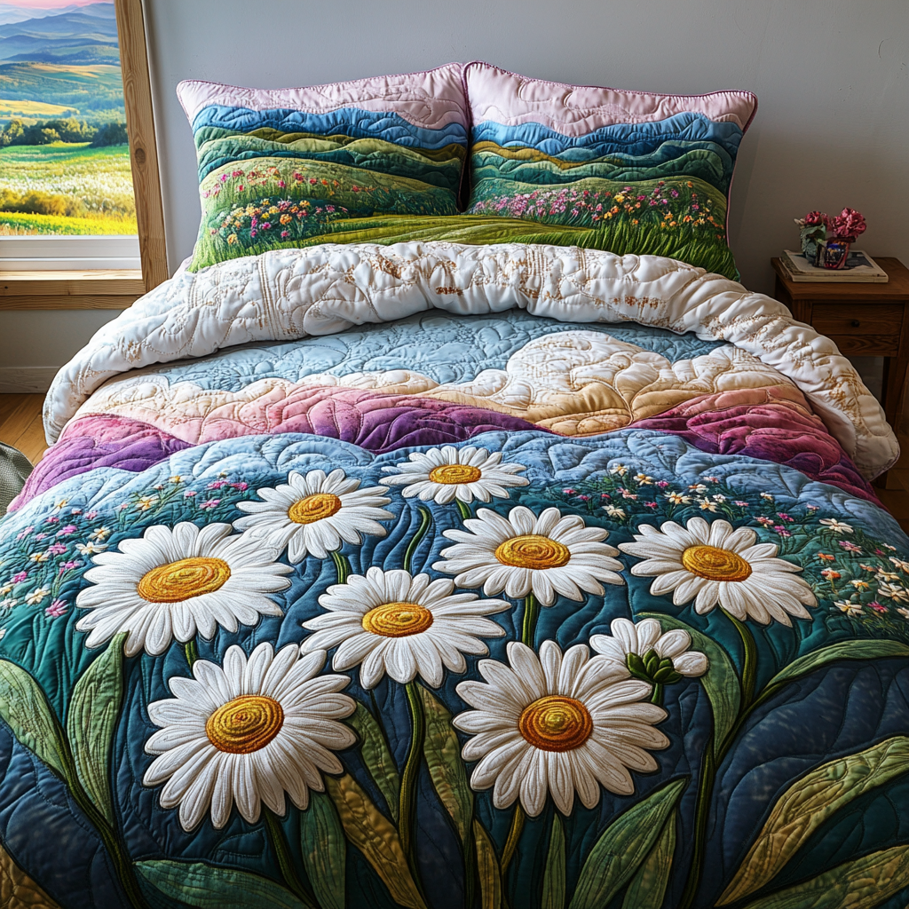 Wild Daisy Meadow 3-Piece Quilted Bedding Set NCU0DV4778