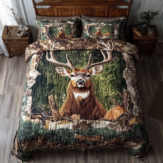 Wild Deer 3-Piece Quilted Bedding Set NCU0DK7955