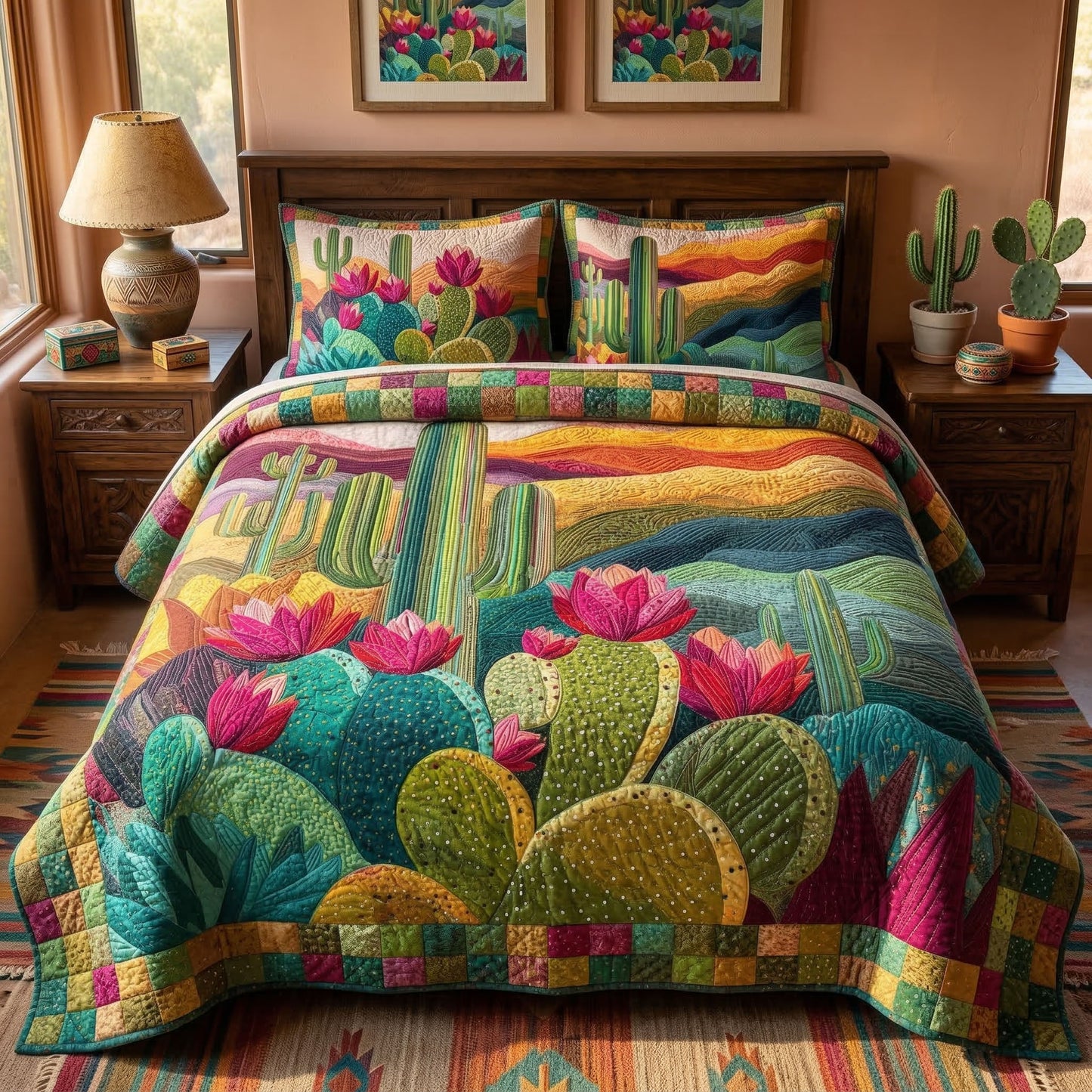 Wild Desert Garden 3-Piece Quilted Bedding Set NCU0NT12585