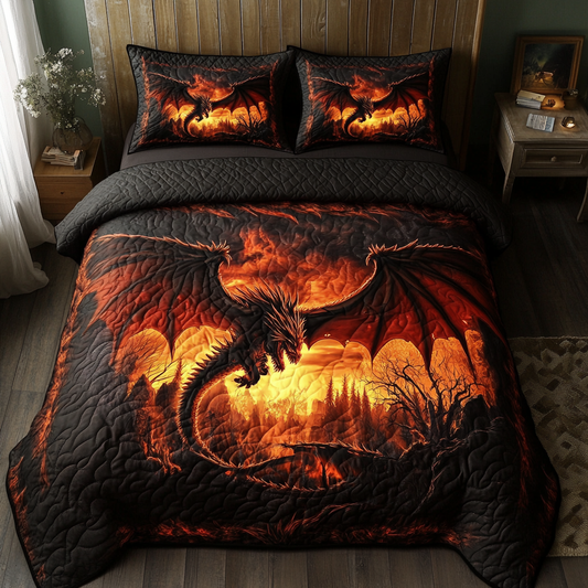 Wild Dragon 3-Piece Quilted Bedding Set NCU0DK7476