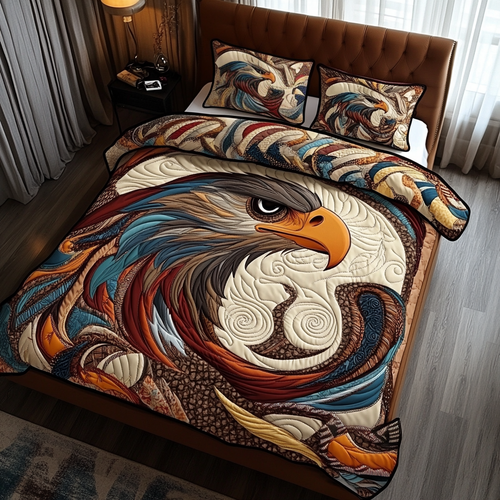 Wild Eagle 3-Piece Quilted Bedding Set NCU0DK9219