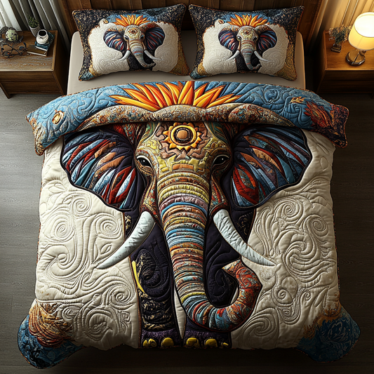 Wild Elephant 3-Piece Quilted Bedding Set NCU0DK9577