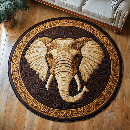 Wild Elephant Quilted Round Mat NCU0DK9647