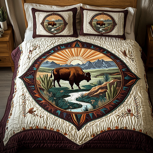 Wild Frontier 3-Piece Quilted Bedding Set NCU0VH1652