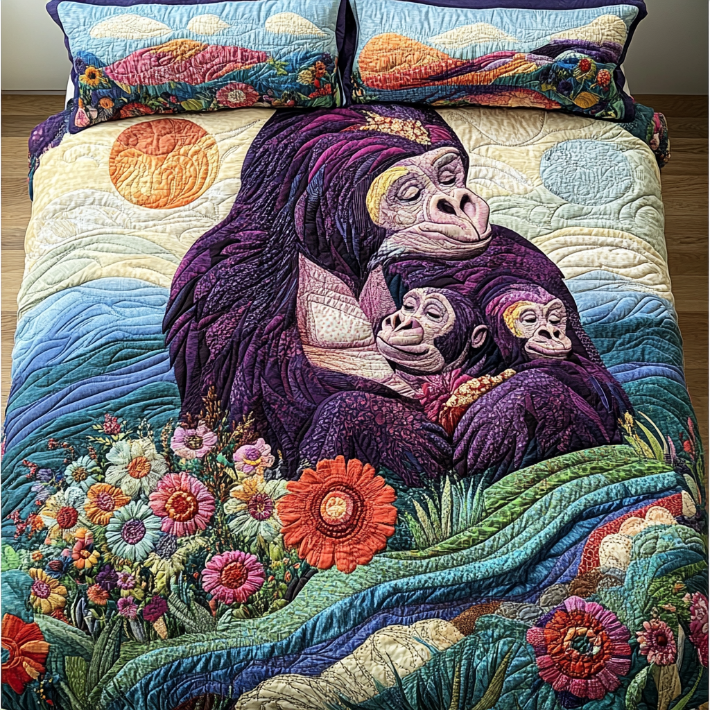 Wild Gorilla Spirit 3-Piece Quilted Bedding Set NCU0DK4085