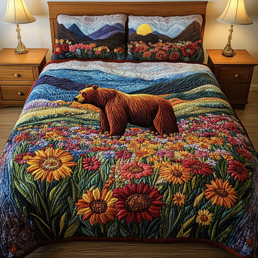 Wild Grizzly 3-Piece Quilted Bedding Set NCU0VH2691