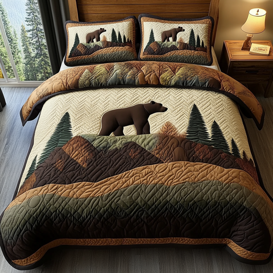 Wild Grizzly 3-Piece Quilted Bedding Set NCU0VH3106
