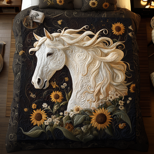 Wild Horizon Equine 3-Piece Quilted Bedding Set NCU0DV2861