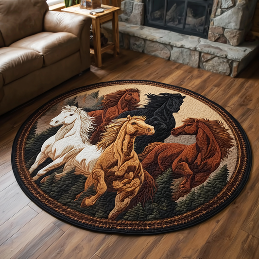 Wild Horse Quilted Round Mat NCU0VH5744