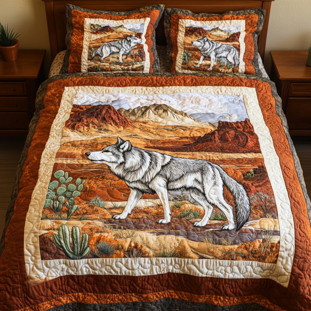 Wild Howl 3-Piece Quilted Bedding Set NCU0DK6990